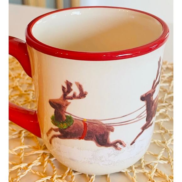 Williams Sonoma Porcelain Santa Claus & His Reindeer 4-piece Mug Set - Picture 3 of 6